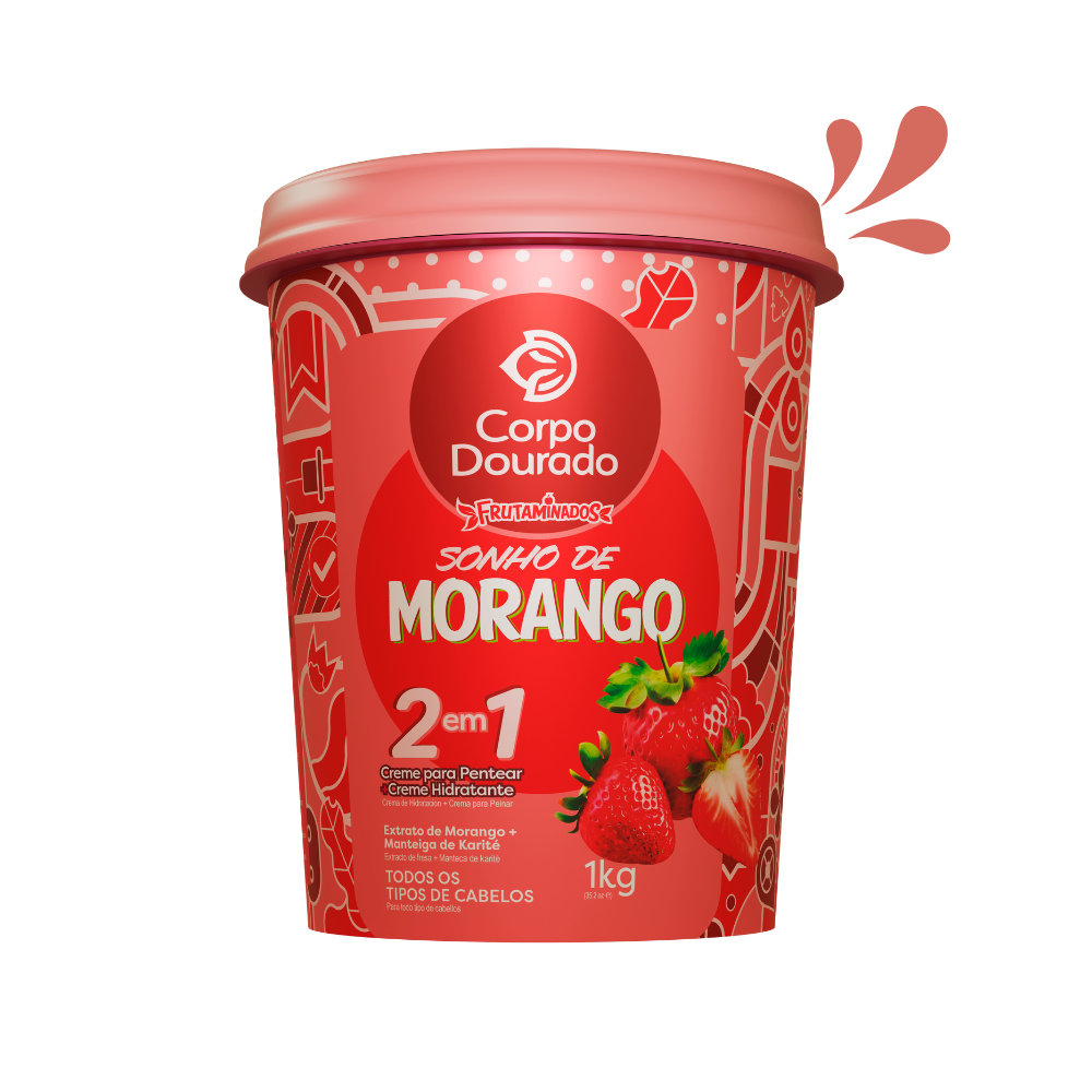 Corpo Dourado Strawberry Cream for all hair types 1 in 2 with strawberry butter extract