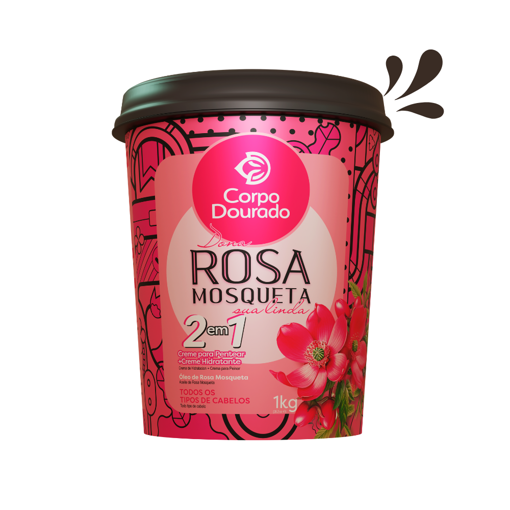 Corpo Dourado Dona Rosa Cream for all hair types 1in2 with rosehip oil extract and cornstarch