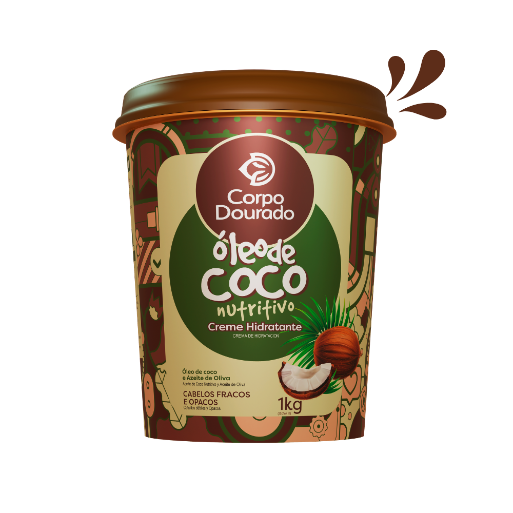 Corpo Dourado Coconut Cream for all hair types 1 in 2 with coconut oil and olive oil extract